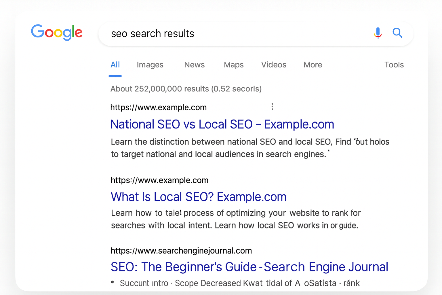 Ejemplo de Resultados de Búsqueda SEO